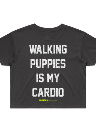 Walking Puppies Is My Cardio Crop Tee | Gift for Dog Owners