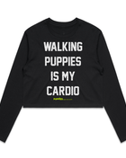 Walking Puppies is My Cardio Leopard Crop Top | Gift for Dog Moms