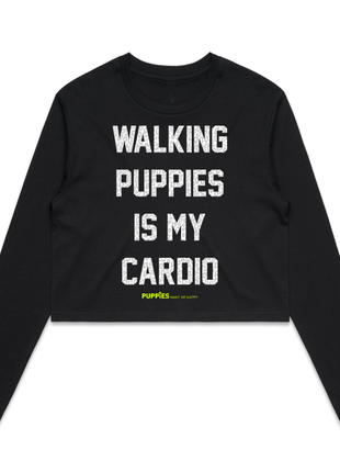 Walking Puppies is My Cardio Leopard Crop Top | Gift for Dog Moms
