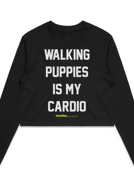 Walking Puppies is My Cardio Leopard Crop Top | Gift for Dog Moms
