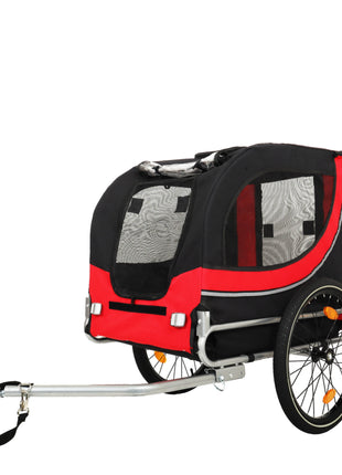 Large Folding Bike Trailer for Dogs – 66LB Capacity All-Terrain Pet Carrier, Durable Steel Frame for Cycling, Jogging, Camping & Outdoor Adventures, Black- Red