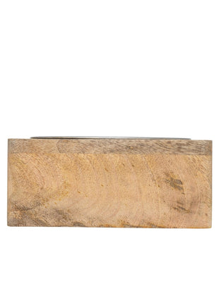 Country Living Elegant Stainless Steel Dog Bowl with Square Mango Wood Holder – 1 Quart