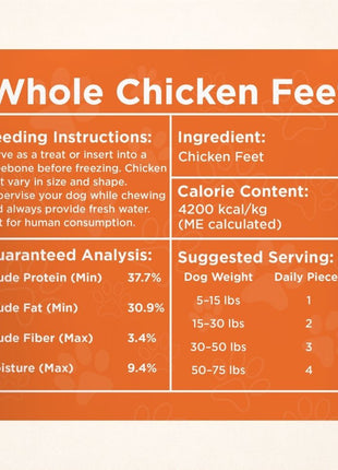 Freezbone Whole Chicken Feet Dental Treats for Dogs - Human Grade - Single Ingredient