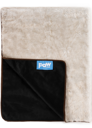 PupProtector™ Short Fur Waterproof Throw Blanket - White with Brown Accents
