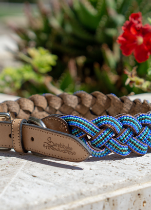 Blue Braided Sambboho dog collar