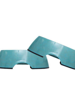 Country Living Set of 2 Natural Fiber Dog Bowls – Teal Blue
