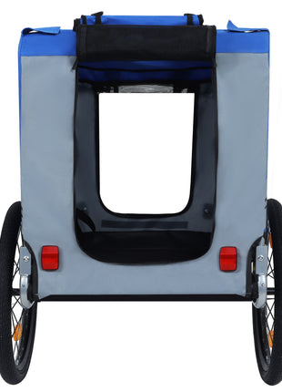 Large Folding Bike Trailer for Dogs – 66LB Capacity All-Terrain Pet Carrier, Durable Steel Frame for Cycling, Jogging, Camping & Outdoor Adventures, Blue-Gray