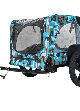Outdoor Heavy Duty Collapsible Pet Bike Trailer with 16-Inch All-Terrain Wheels & Universal Hitch – Foldable Dog/Cargo Carrier Cart for Bicycles, blue+black - Pup List