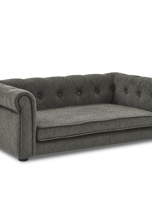 Modern Style Elegant Rectangle Pet Bed for Small and Medium Dogs, Durable Elevated Dog Sofa, Dark Grey Foam