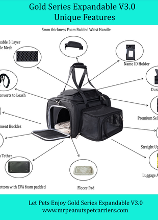 Mr. Peanut's Gold Series Expandable V3.0 Pet Carrier - Updated Model Landing 9/15