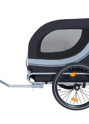 Large Folding Bike Trailer for Dogs – 66LB Capacity All-Terrain Pet Carrier, Durable Steel Frame for Cycling, Jogging, Camping & Outdoor Adventures, Black- Gray