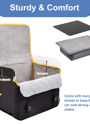 GOOPAWS Car Seat for Small & Medium Dogs, Portable With Clip-on Safety Leash, Waterproof, Black 16''