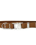 Modern Style Quick-Release Earth Brown Leather Dog Collar
