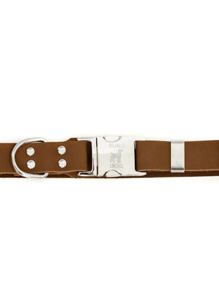 Modern Style Quick-Release Earth Brown Leather Dog Collar
