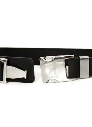 Modern Style Quick-Release Midnight Black Leather Dog Collar