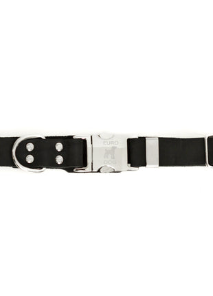 Modern Style Quick-Release Midnight Black Leather Dog Collar