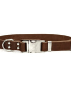 Modern Style Quick-Release Chocolate Leather Dog Collar