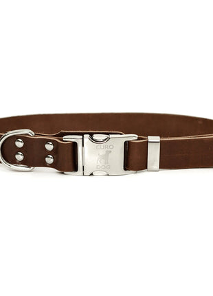 Modern Style Quick-Release Chocolate Leather Dog Collar