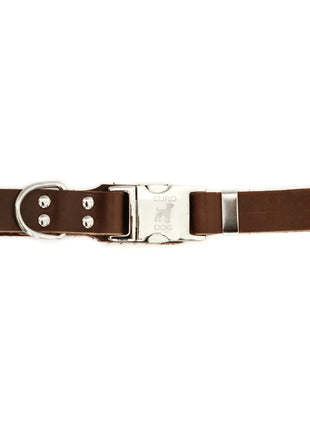 Modern Style Quick-Release Chocolate Leather Dog Collar
