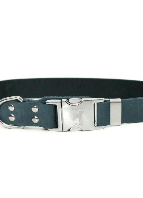 Modern Style Quick-Release Blue Jeans Leather Dog Collar