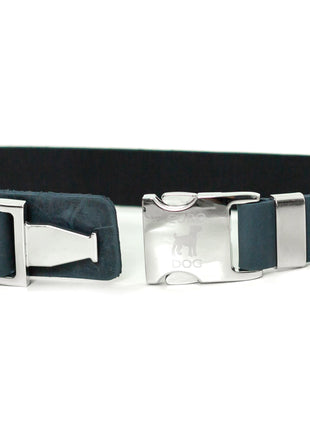 Modern Style Quick-Release Blue Jeans Leather Dog Collar