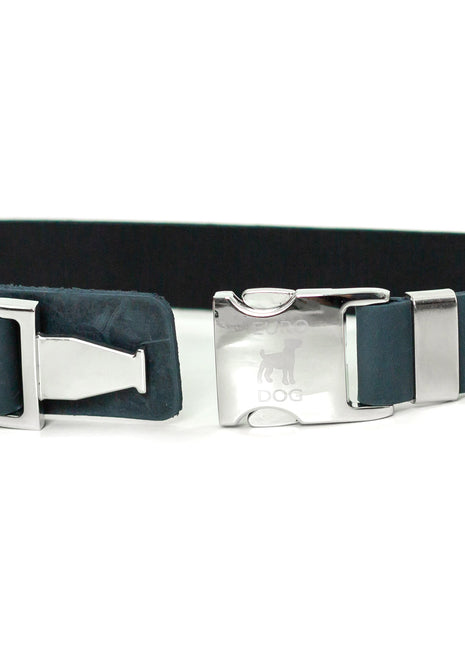 Modern Style Quick-Release Blue Jeans Leather Dog Collar