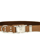 Modern Style Quick-Release Khaki Leather Dog Collar