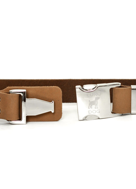 Modern Style Quick-Release Khaki Leather Dog Collar