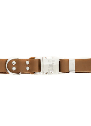 Modern Style Quick-Release Khaki Leather Dog Collar