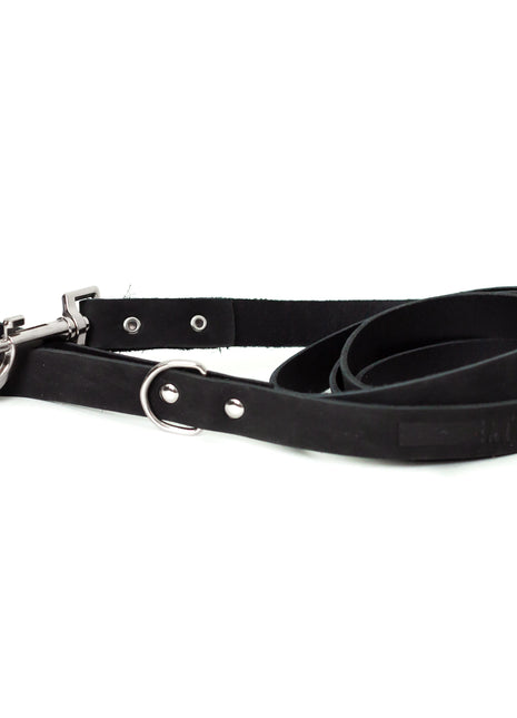 Modern Style Midnight Black Leather Leash