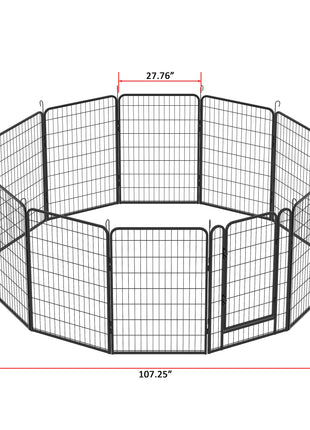 12 Panels Heavy-Duty Metal Playpen with Door, 39.37' H Dog Fence Pet Exercise Pen for Outdoor, Indoor