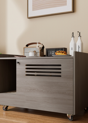 Gray Cat Litter Box Enclosure,Hidden Litter Box Furniture with top side fence,Wooden Pet House Side End Table, Storage Cabinet Bench for Living Room,,Bedroom, Fit Most of Litter Box