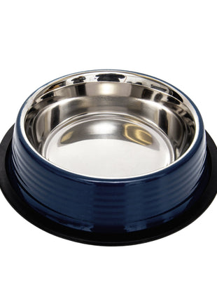 Country Living Set of 2 Ribbed Non-Slip Pet Bowls – Poseidon Blue