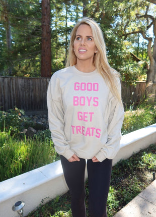 Good Boys Get Treats | Pink Font | Unisex Sweatshirt