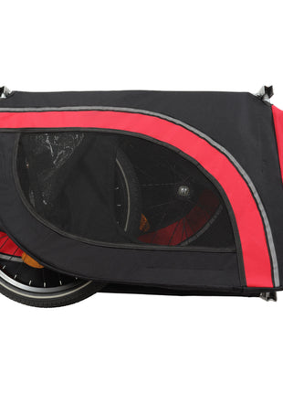 Large Folding Bike Trailer for Dogs – 66LB Capacity All-Terrain Pet Carrier, Durable Steel Frame for Cycling, Jogging, Camping & Outdoor Adventures, Black- Red