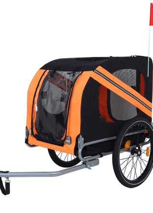 Large Folding Bike Trailer for Dogs – 66LB Capacity All-Terrain Pet Carrier, Durable Steel Frame for Cycling, Jogging, Camping & Outdoor Adventures, Black-Orange