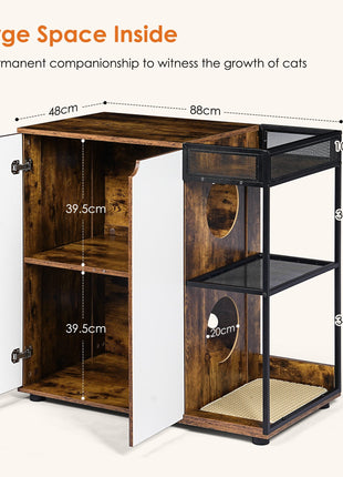 Litter Box Enclosure for 2 Cats.Cat Litter Box Furniture,Enclosed Cat Litter Boxes,Cat Furniture Cabinet,Rustic Brown