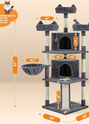 Renwick 69in Large Cat Tree Tower with Condos &amp; Scratching Board - Dark Gray