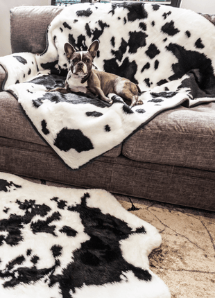 PupProtector™ Waterproof Throw Blanket - Black Faux Cowhide