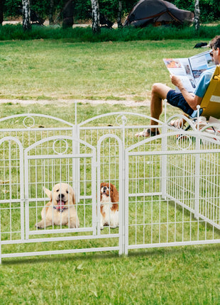 Dog Playpen Indoor 24 inch 8 Panels Metal Dog Pen Pet Dog Fence Outdoor Exercise Pen with Doors, Heavy Duty Dog Fence Puppy Pen for Large Medium Small Dogs Indoor Outdoor Foldable Pet Exercise Pen