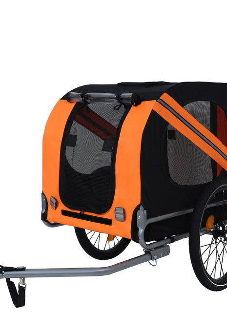 Large Folding Bike Trailer for Dogs – 66LB Capacity All-Terrain Pet Carrier, Durable Steel Frame for Cycling, Jogging, Camping & Outdoor Adventures, Black-Orange
