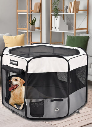 Jespet 2-Door Portable Soft-Sided Dog, Cat & Small Pet Exercise Playpen, Light Grey, 61''