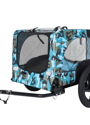 Outdoor Heavy Duty Collapsible Pet Bike Trailer with 16-Inch All-Terrain Wheels & Universal Hitch – Foldable Dog/Cargo Carrier Cart for Bicycles, blue+black - Pup List