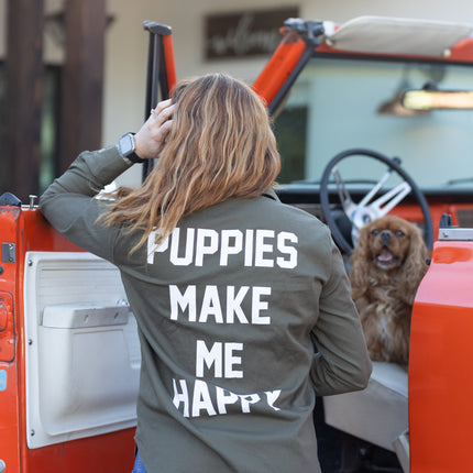 Puppies Club Military Button Up | Present For Dog Lover