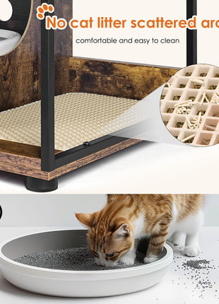 Litter Box Enclosure for 2 Cats.Cat Litter Box Furniture,Enclosed Cat Litter Boxes,Cat Furniture Cabinet,Rustic Brown