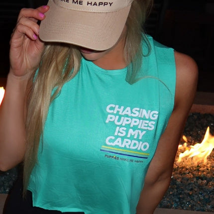 Chasing Puppies is My Cardio Crop Tank | Gift for Dog Moms