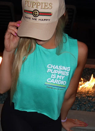 Chasing Puppies is My Cardio Crop Tank | Gift for Dog Moms | Made in USA