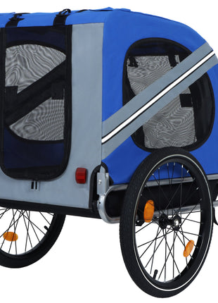 Large Folding Bike Trailer for Dogs – 66LB Capacity All-Terrain Pet Carrier, Durable Steel Frame for Cycling, Jogging, Camping & Outdoor Adventures, Blue-Gray