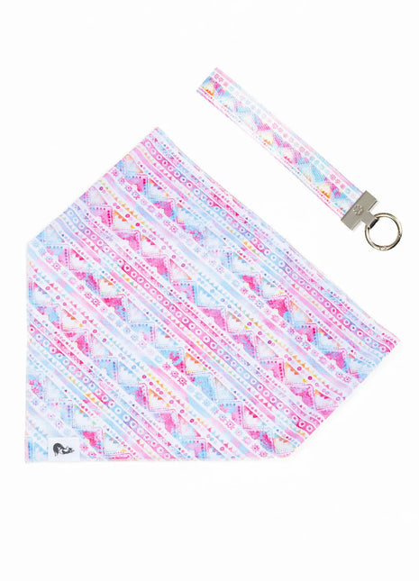 Pink and Blue Tribal Dog Bandana & Matching Keychain
