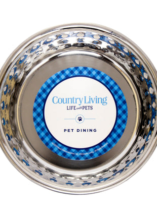 Country Living Set of 2 Hammered Stainless Steel Dog Bowls – Black Pearl